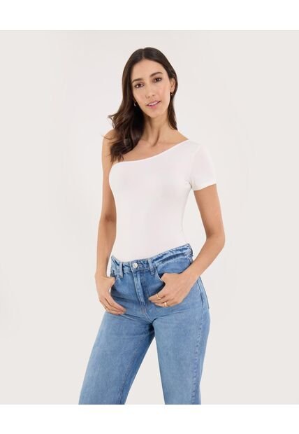 Body Para Mujer Manga Corta Color Crema Marca Ostu #40200207