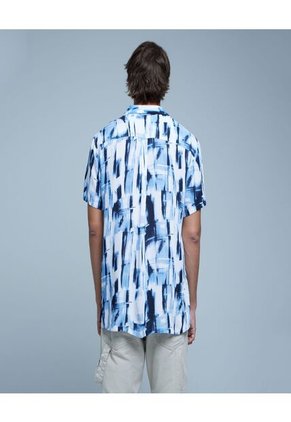 Camisa  Para Hombre Manga Corta Sin Bolsillo Color Azul Marca Ostu #60010658