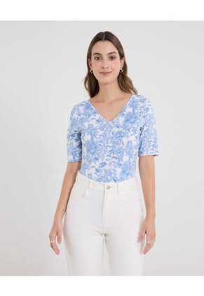 Body  Para Mujer Manga 3/4 Color Azul Marca Ostu #40200218