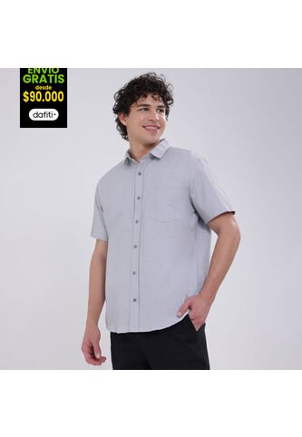 Camisa Para Hombre Manga Corta Con Bolsillo Color Gris  Marca Ostu #60010719 Ostu
