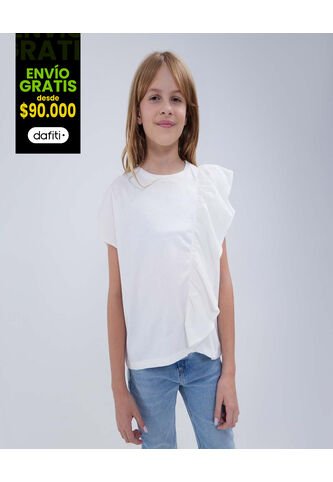 Camiseta Para Niña Manga Corta Color Crema Marca Ostu #90090213 Ostu