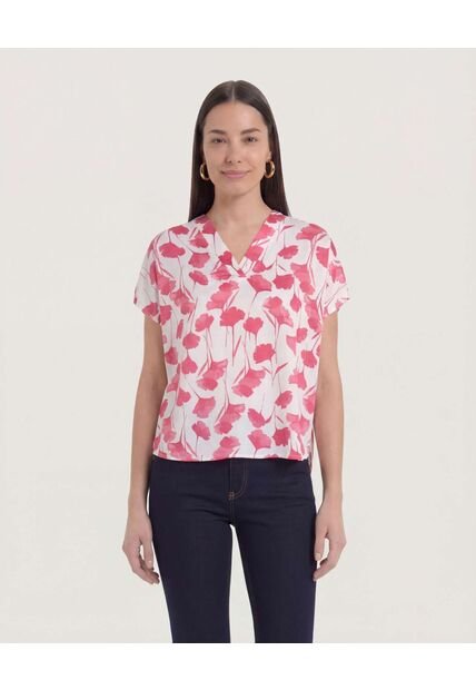 Blusa  Para Mujer Manga Corta Color Vino Marca Ostu #40121225