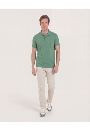 Polo  Para Hombre Cuello Tejido Sin Bolsillo Color Verde Marca Ostu #60110865