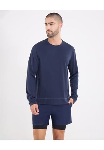 Camiseta  Para Hombre Manga Larga Cuello Redondo Color Azul Marca Ostu #60091860 Ostu