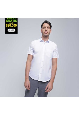 Camisa Para Hombre Manga Corta Con Bolsillo Color Blanco Marca Ostu #60010628 Ostu
