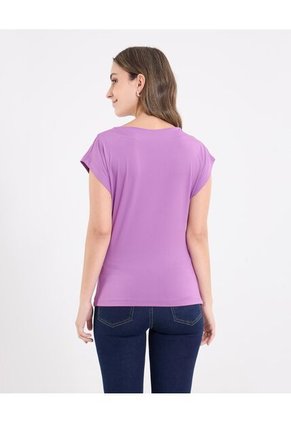 Camiseta  Para Mujer Manga Corta Cuello Redondo Color Morado Marca Ostu #40092786