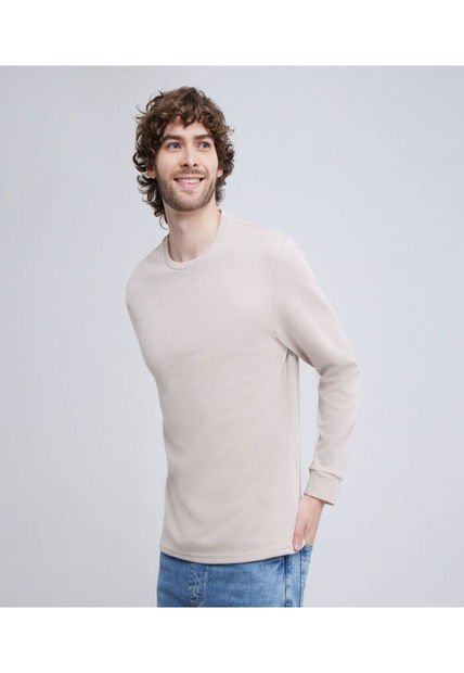 Buzo Para Hombre Cuello Redondo Color Beige Marca Ostu #60060330