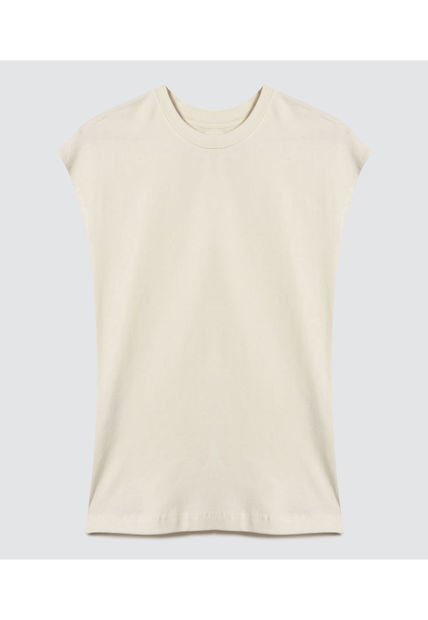 Camiseta Para Mujer Manga Corta Color Crema Marca Ostu #40092145