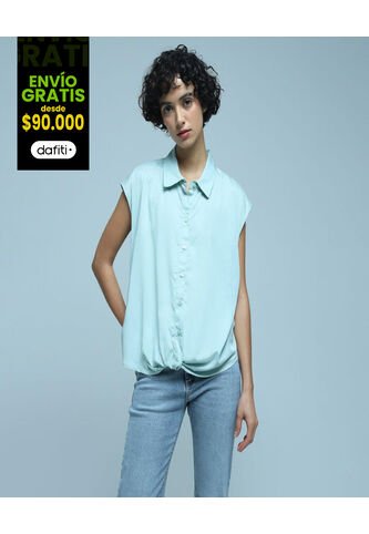 Camisa Para Mujer Manga Sisa Color Verde  Marca Ostu #40010168 Ostu