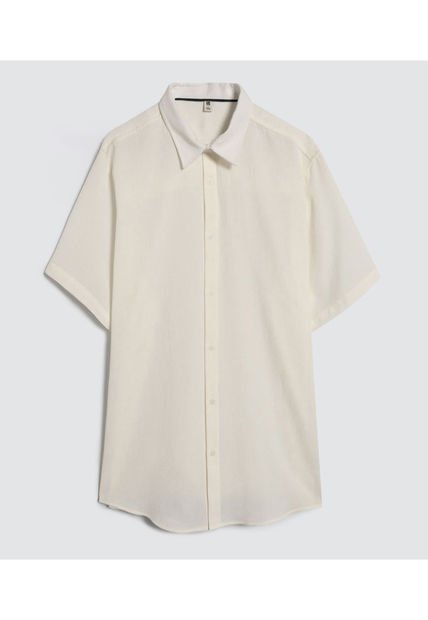 Camisa Para Hombre Manga Corta Sin Bolsillo Color Crema Marca Ostu #60010701