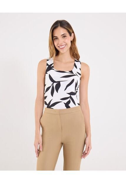 Top Para Mujer Hombro Ancho Color Negro Marca Ostu #40220457