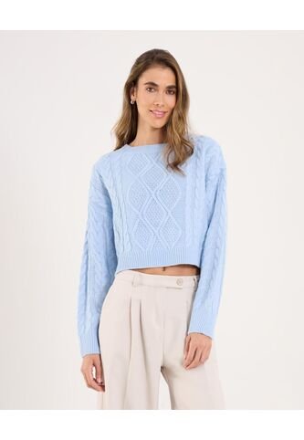 Saco Para Mujer Cuello Redondo Color Azul  Marca Ostu #40330074 Ostu