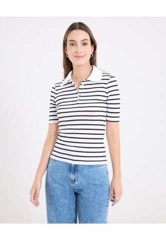 Polo  Para Mujer Manga Corta Color Negro Marca Ostu #40110188 Ostu
