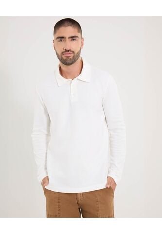 Polo  Para Hombre M/L Cuello Maquina Sin Bolsillo Color Crema Marca Ostu #60110859 Ostu