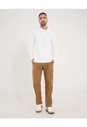 Polo  Para Hombre M/L Cuello Maquina Sin Bolsillo Color Crema Marca Ostu #60110859