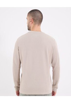 Camiseta  Para Hombre Manga Larga Cuello Redondo Color Beige Marca Ostu #60091869