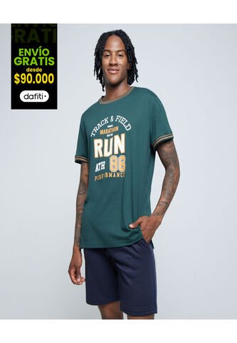 Camiseta Para Hombre Manga Corta Color Verde  Marca Ostu #60091314 Ostu