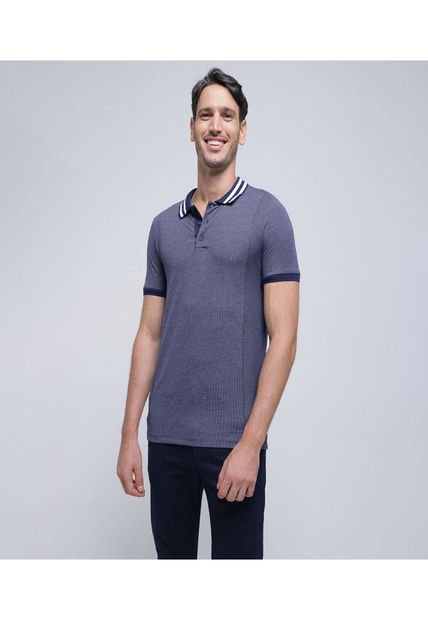 Polo Para Hombre Cuello Tejido Sin Bolsillo Color Azul  Marca Ostu #60110686