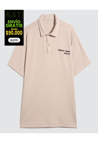 Polo Para Hombre Cuello Maquina Sin Bolsillo Color Beige Marca Ostu #60110704 Ostu