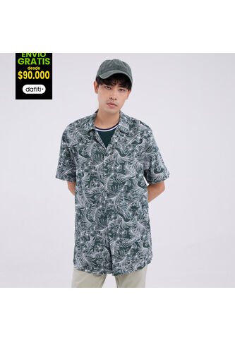 Camisa Para Hombre Manga Corta Sin Bolsillo Color Verde  Marca Ostu #60010570 Ostu