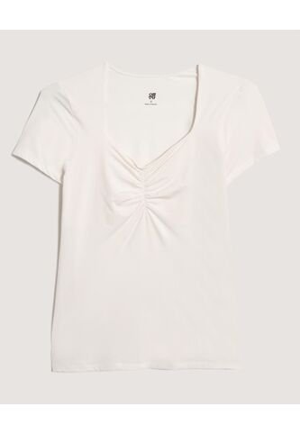 Camiseta  Para Mujer Manga Corta Cuello V Color Crema Marca Ostu #40092683 Ostu