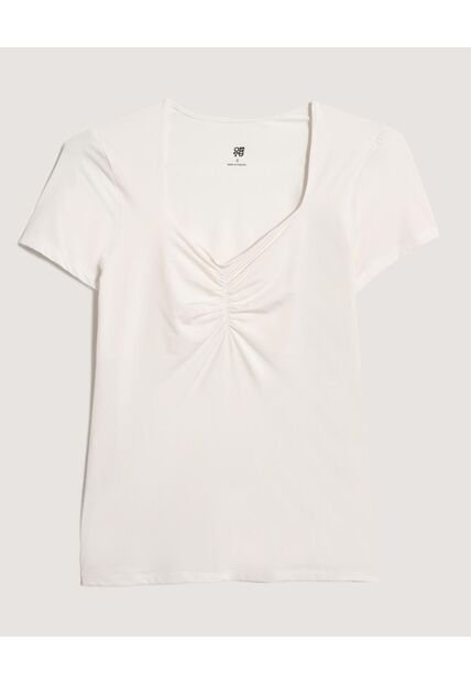 Camiseta  Para Mujer Manga Corta Cuello V Color Crema Marca Ostu #40092683