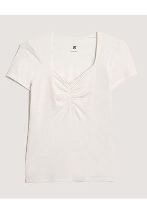 Camiseta  Para Mujer Manga Corta Cuello V Color Crema Marca Ostu #40092683