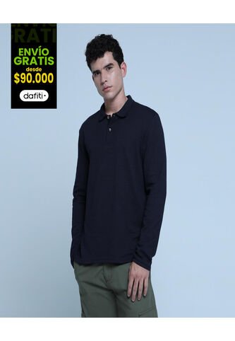 Polo Para Hombre M/L Cuello Tejido Sin Bolsillo Color Azul  Marca Ostu #60110624 Ostu