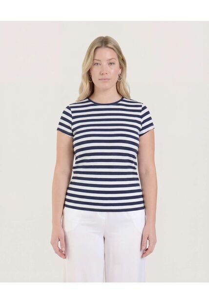Camiseta  Para Mujer Manga Corta Cuello Redondo Color Azul Marca Ostu #40092723