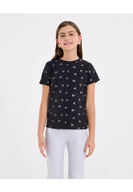 Camiseta  Infantil Niña Manga Corta Cuello Redondo Color Negro Marca Ostu #90090362
