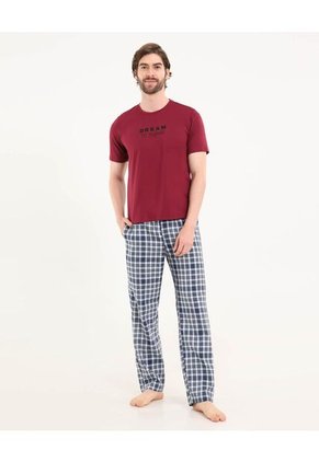 Pijama  Para Hombre M/C P/L Color Azul Marca Ostu #60040201