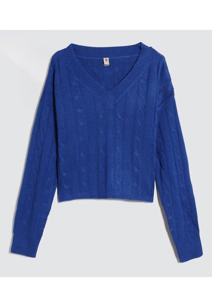 Saco Para Mujer Cuello V Color Azul  Marca Ostu #40330086