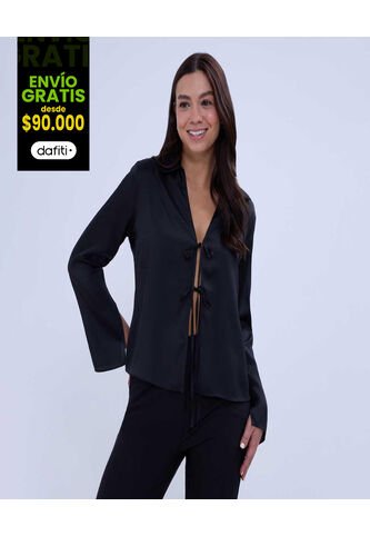 Camisa Para Mujer Manga Larga Color Negro Marca Ostu #40010281 Ostu