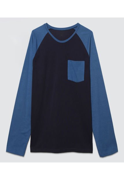 Camiseta Para Hombre Manga Larga Color Azul  Marca Ostu #60091111