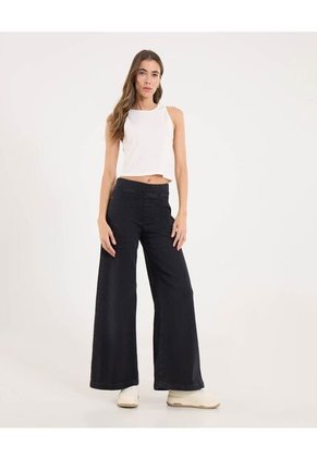 Jean Para Mujer Wide-Leg Color Negro Marca Ostu #40160585