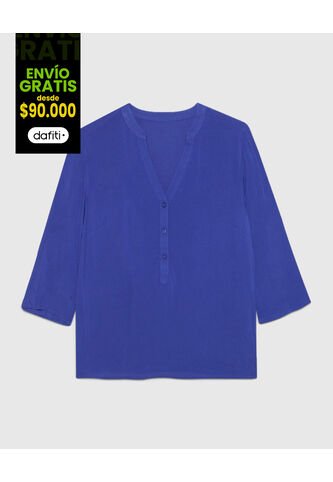 Blusa Para Mujer Manga 3/4 Color Azul  Marca Ostu #40120718 Ostu