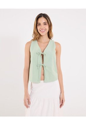 Chaleco  Para Mujer Plano Color Verde Marca Ostu #40250030