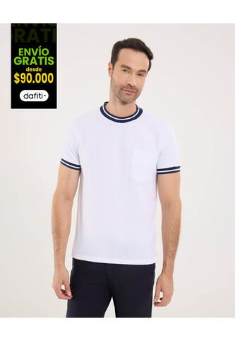 Camiseta Para Hombre Manga Corta Color Blanco Marca Ostu #60090902 Ostu