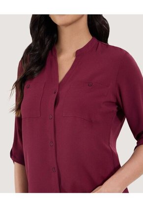 Blusa Para Mujer Manga 3/4 Color Vino Marca Ostu #40121153
