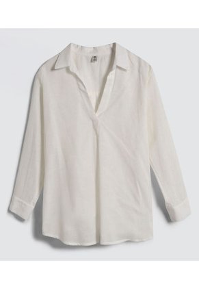 Camisa Para Mujer Manga Larga Color Crema Marca Ostu #40010217