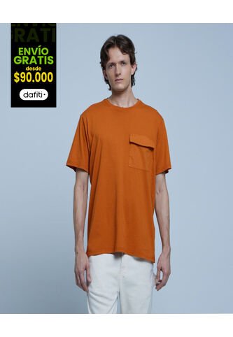 Camiseta Para Hombre Manga Corta Color Naranja Marca Ostu #60091159 Ostu
