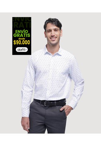 Camisa Para Hombre Manga Larga Con Bolsillo Color Blanco Marca Ostu #60010713 Ostu