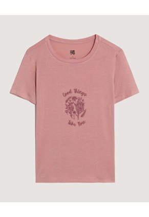 Camiseta Para Mujer Manga Corta Cuello Redondo Color Lila Marca Ostu #40092818