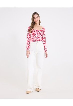 Camiseta  Para Mujer Manga Larga Cuello Redondo Color Rojo Marca Ostu #40092721