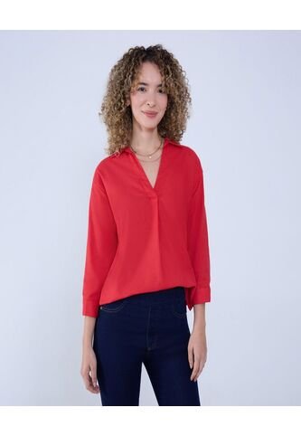 Camisa Para Mujer Manga 3/4 Color Rojo Marca Ostu #40010255 Ostu