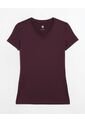 Camiseta  Para Mujer Manga Corta Cuello V Color Vino Marca Ostu #40092806 de Ostu