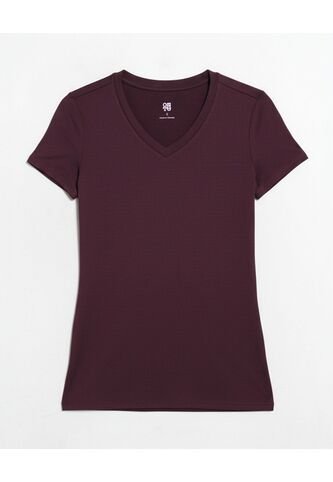 Camiseta  Para Mujer Manga Corta Cuello V Color Vino Marca Ostu #40092806 Ostu