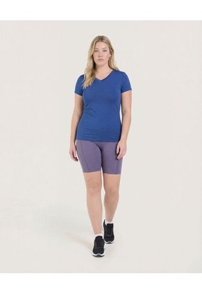 Camiseta Para Mujer Manga Corta Cuello V Color Azul Marca Ostu #40092807