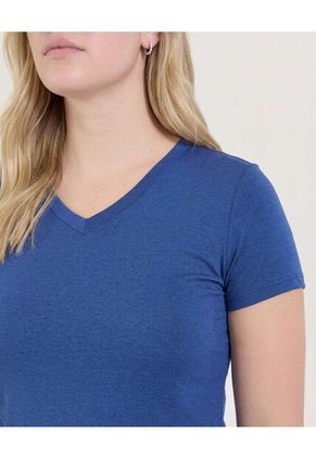 Camiseta Para Mujer Manga Corta Cuello V Color Azul Marca Ostu #40092807