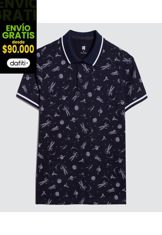 Polo Para Niño Manga Corta Color Azul  Marca Ostu #80110092 Ostu